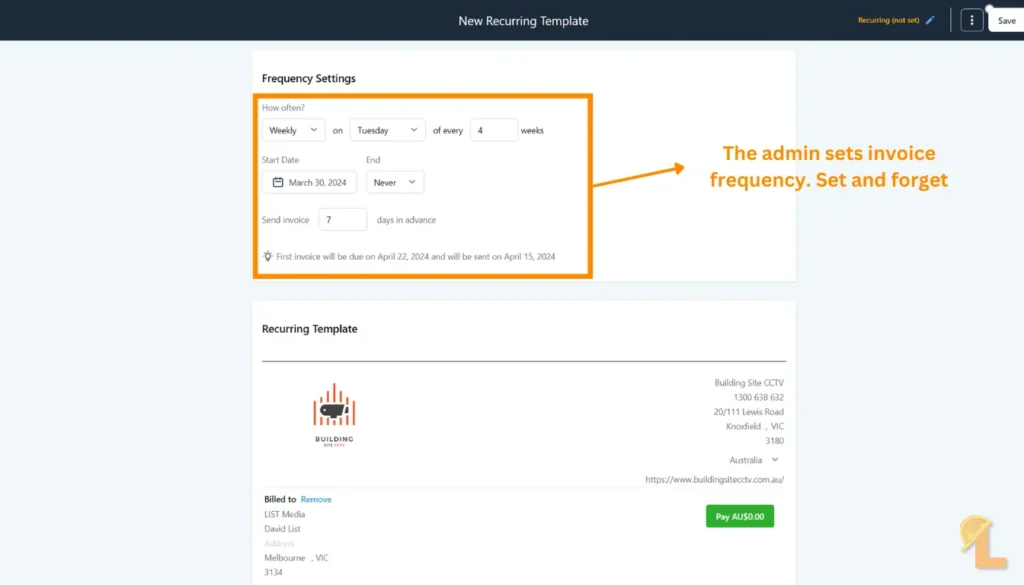 Trade Magnet reoccuring invoice